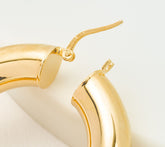 David Markstein Gold Tone Bronze 7.5mm Polished 1-1/2" Hoop Earrings